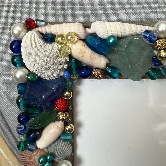 Couture handmade rhinestone & beads & Seashell 🐚 picture frame 5x7 - Picture 2 of 6